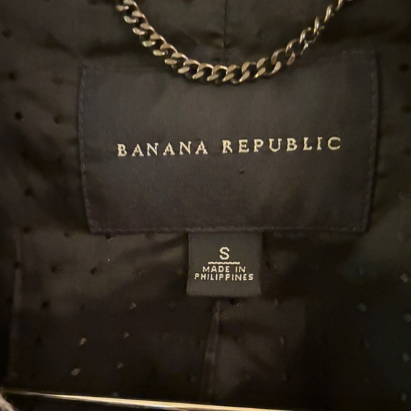 Banana Republic Women's Houndstooth Blazer in Black &  White Wool Blend Sz S - Picture 2 of 6